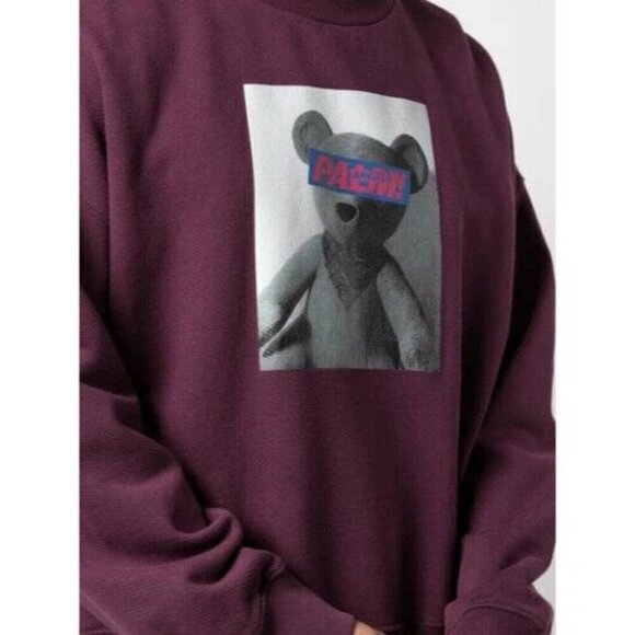 Palm Angels Teddy Bear Print Sweatshirt L Mens Plum - Picture 9 of 16